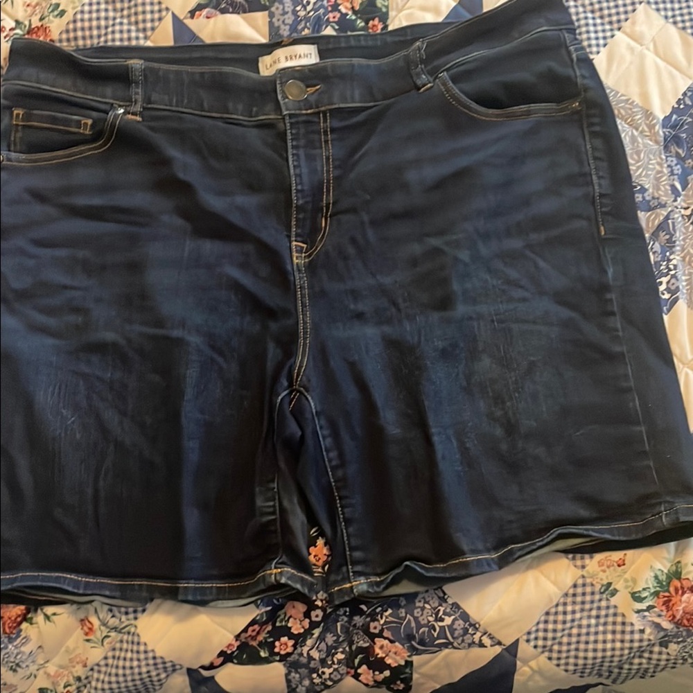 Lane Bryant High Waist Denim Shorts - Dark Blue